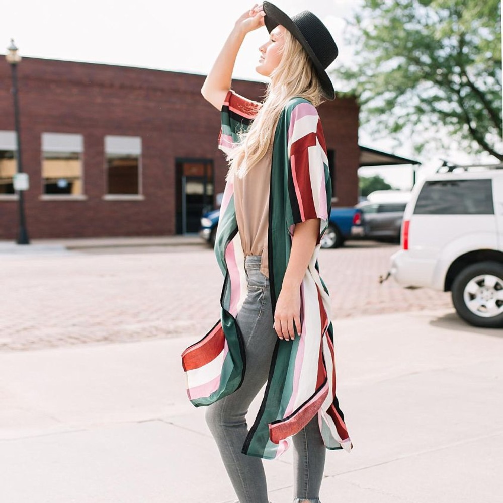 Willow & Root Striped Duster Kimono